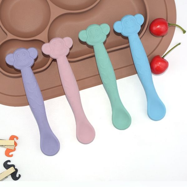 Feeding Weaning Device Silicone Baby Spoon With Textured End