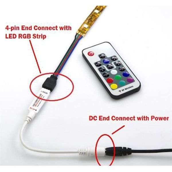 RF RGB Inline Led Controller Wireless Addressable 12V Adjustable Speed