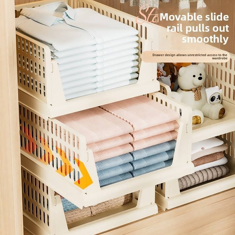 Foldable Stackable Closet Organizer and Storage Bins Plastic Storage Basket