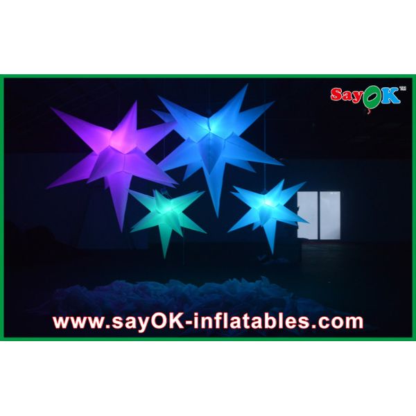 White Polyester Cloth Inflatable Led Star Lighting 1.5m / 2m For Party