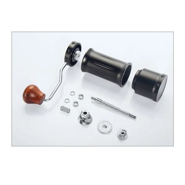 Twill Pattern Stainless Steel Hand / Manual Coffee Grinder Solid Wood Handle