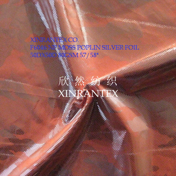 F6046 np micro moss fabric silver foil finishing for jacket shell