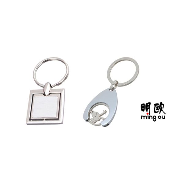 Spinning Metal Key Ring Square Shape Blank For Printed And Engraved Logo