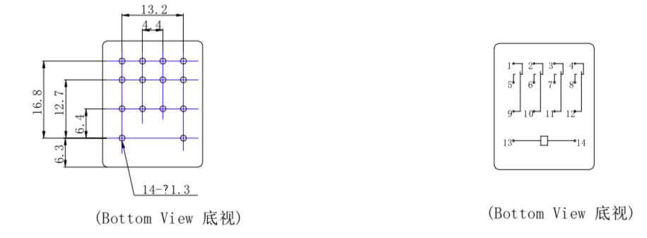 High Sensitivity PCB Power Relay / 18F-4C 14 Pin Miniature Power Relay With 4 Contacts