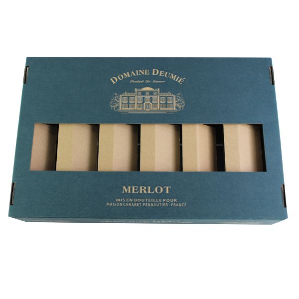 Strong Custom Mailer Boxes Printed Solid Blue For 6 Pack Wine Glass Bottle