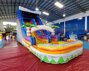 Quality Adult Outdoor Inflatable Water Slides Palm Tree Jumping Bouncy Castle for sale
