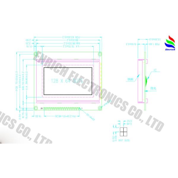 3.2 Inch STN Display 128x64 Resolution Dot Matrix LCD Module for Industrial and Medical Applications