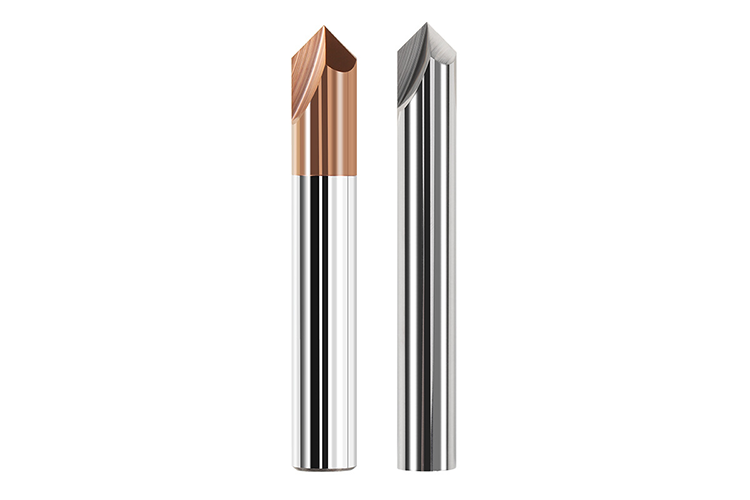 Tungsten Carbide End Mill with 90° Angle and Chamfer for Flat Shape Machining in Steel and Aluminum Alloy