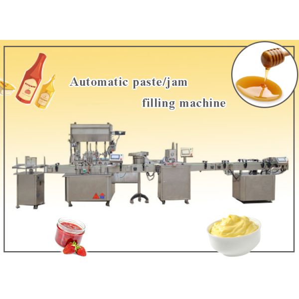 Pneumatic Four Heads Sauce Paste Bottle Filling Machine For Glass Bottle