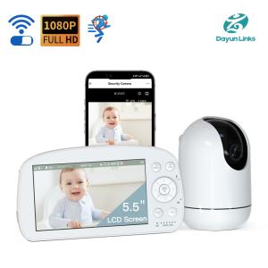 5.5 Inch Video Baby Sleep Monitoring Night Vision Temperature Cry Alert 360 PTZ Camera