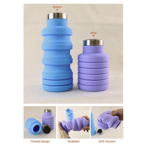 OEM ODM Silicone Water Bottle Soft Foldable 500Ml For Running