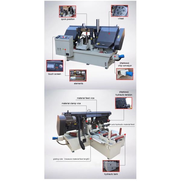 Double Column Band Saw Machine With High Precision Cnc Automatic Hydraulic