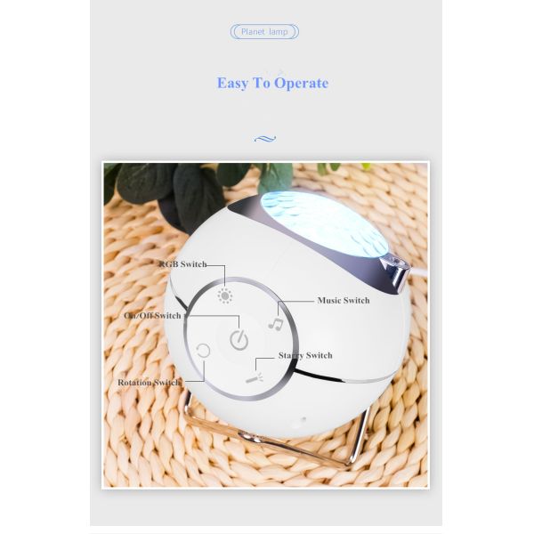 Planet Star Light Projector Wireless Rechargeable Galaxy Projector Night Light Built In White Noise Sleep Music Speaker