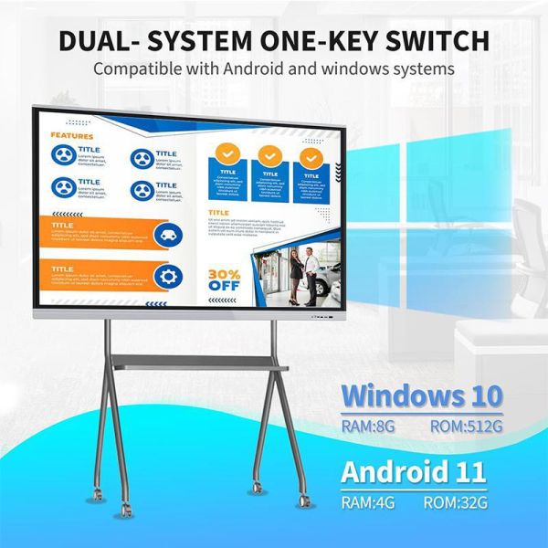 86 Inch 16 9 Interactive Touch Screen Whiteboard 4K 300cd/M2 Infrared Technology