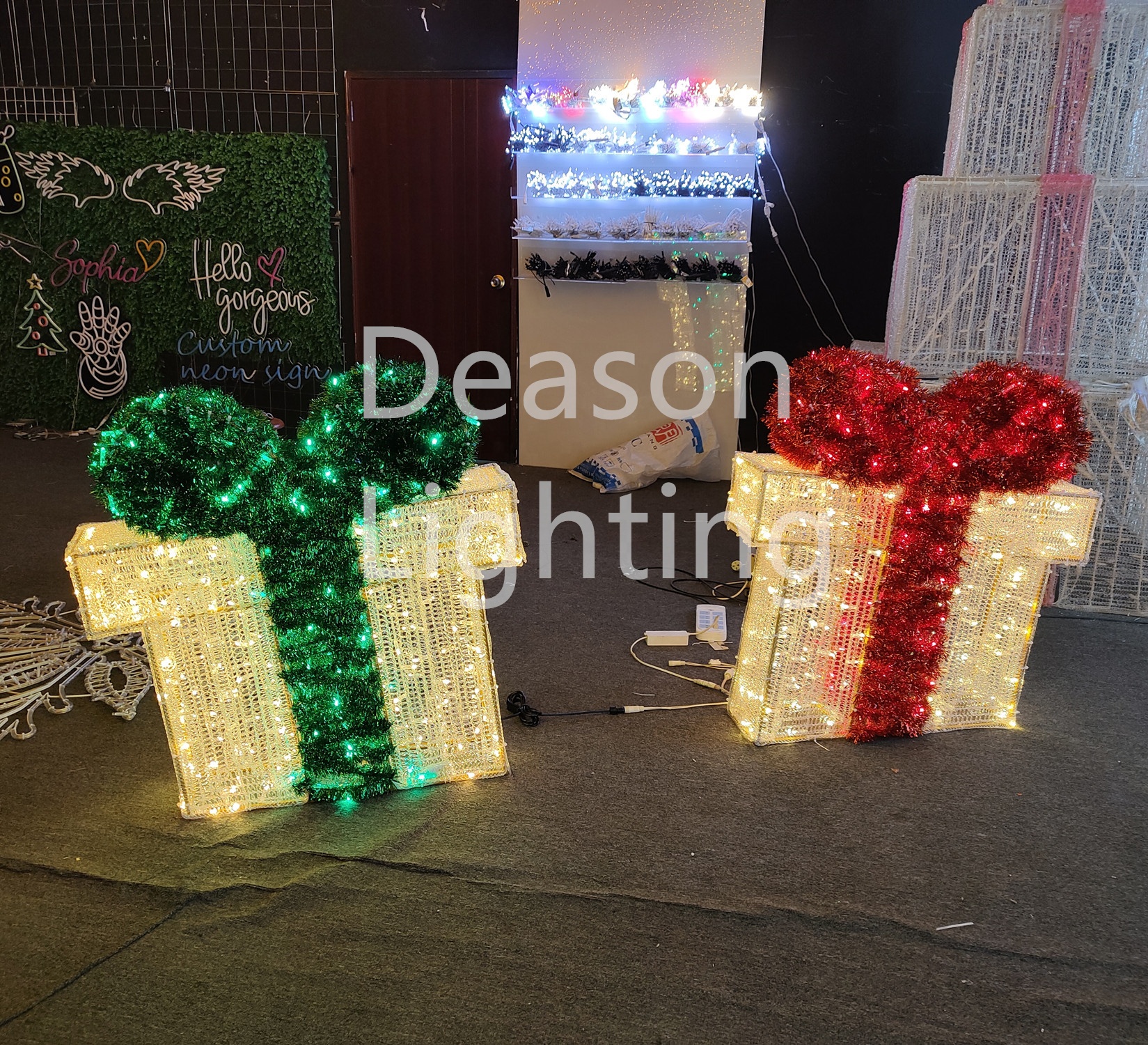 Lighted christmas gift boxes
