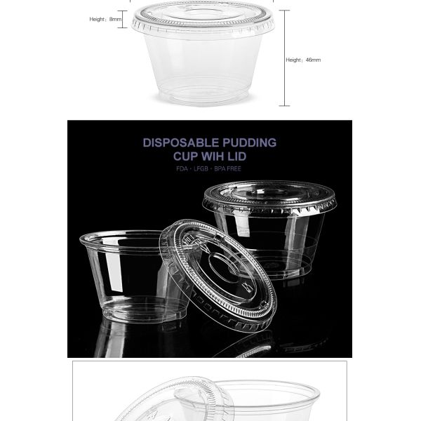 New products eco friendly transparent 120ml PET pudding cup with flat lid