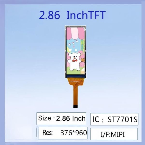 2.86-inch long strip TFT LCD screen 376*960 high-definition resolution ST7701S driver chip full-view IPS screen suitable for industrial control