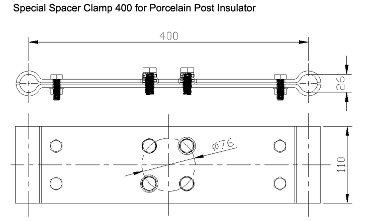 HDG Spacer Clamp For 33KV Transmission Line Post Insulator