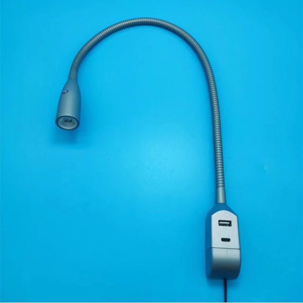 Switch Control LED Reading Light with Type-C and USB Port Modern Flexible Design