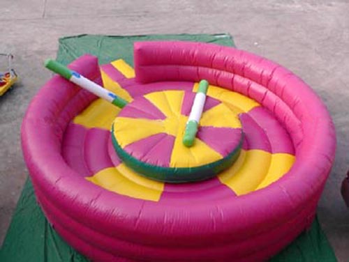 Small Inflatable Gladiator Joust , Inflatable Amusement Park With Green / Grey