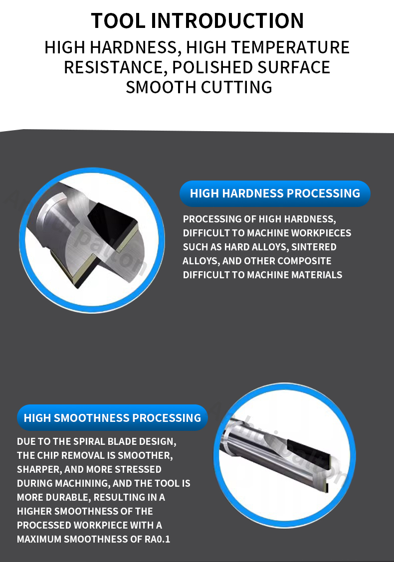 65HRC Straight PCD Milling Cutter Diamond Tip Router Bits End Mill