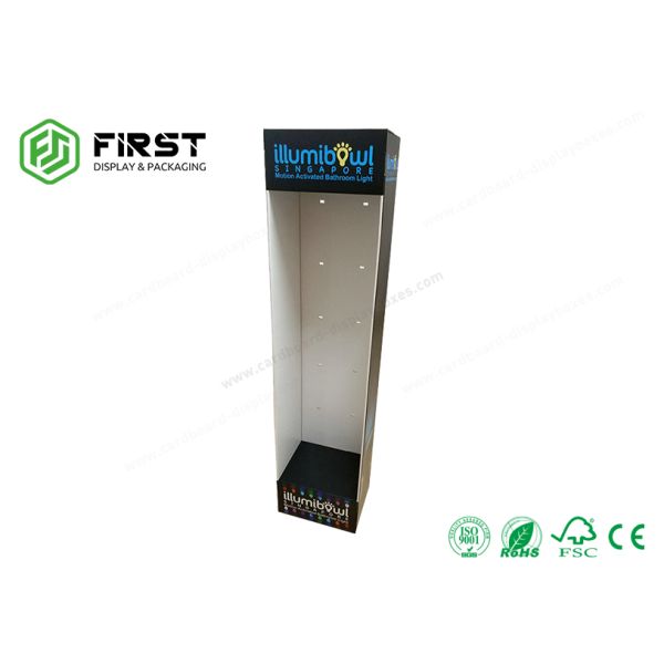 Eco-Friendly Material Customized Color Printing Cardboard POP Floor Display With Peg Hooks