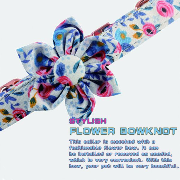 Unique Style Pet Collar Leash Adjustable Nylon Cute Floral Pattern