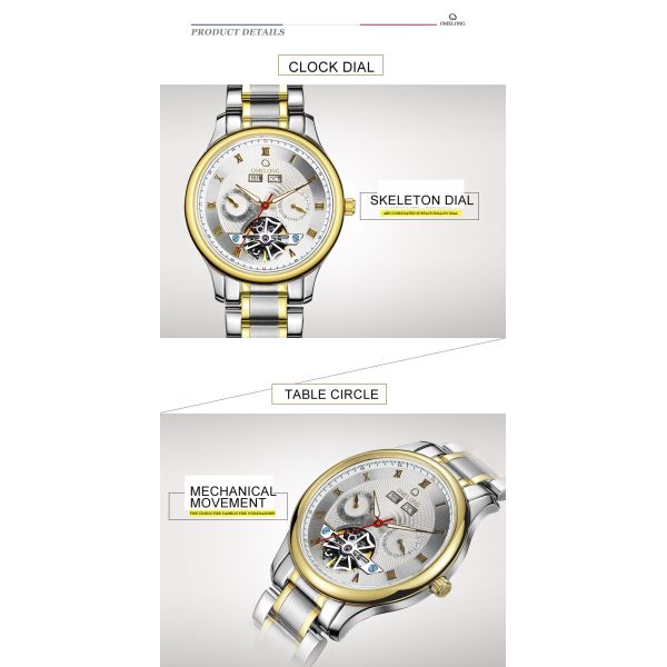 5ATM Waterproof Automatic Mechanical Watch BSCI Skeleton Subdial