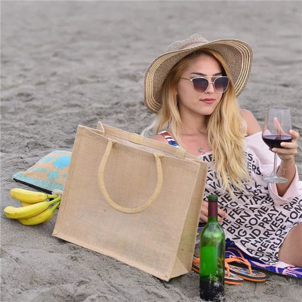 Foldable Burlap Reusable Shopping Bags Multipurpose Practical
