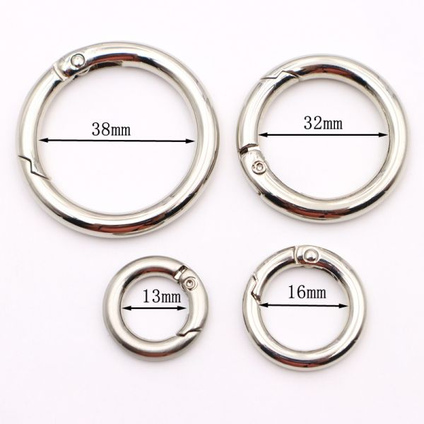 38mm round spring o ring with charm loop zinc alloy custom openable charm clasp