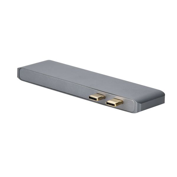 6 in 1 Multi-Port Dual Type C Adapter with USB-C Thunderbolt 3 PD and Data Transfer Port,2X USB 3.0 Ports,SD card reader