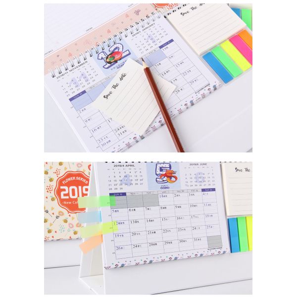 Small Size Desk Wall Calendar With 30 Sheets Notes / 4 Color Sticky Notes