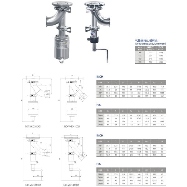 DN50 Pneumatic Tank Bottom Valve High Performance With 90° Elbow