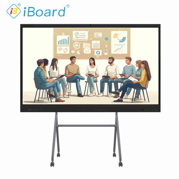 LED Interactive Smart Board 65 Inch 4K UHD Display with Touch Android 14 Built-in Camera Mic PC Speaker WiFi Perfect for School Teaching, Conference &