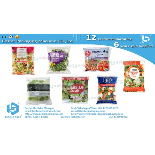 Fresh salad sliced carrot pouch packaging machine with labeling