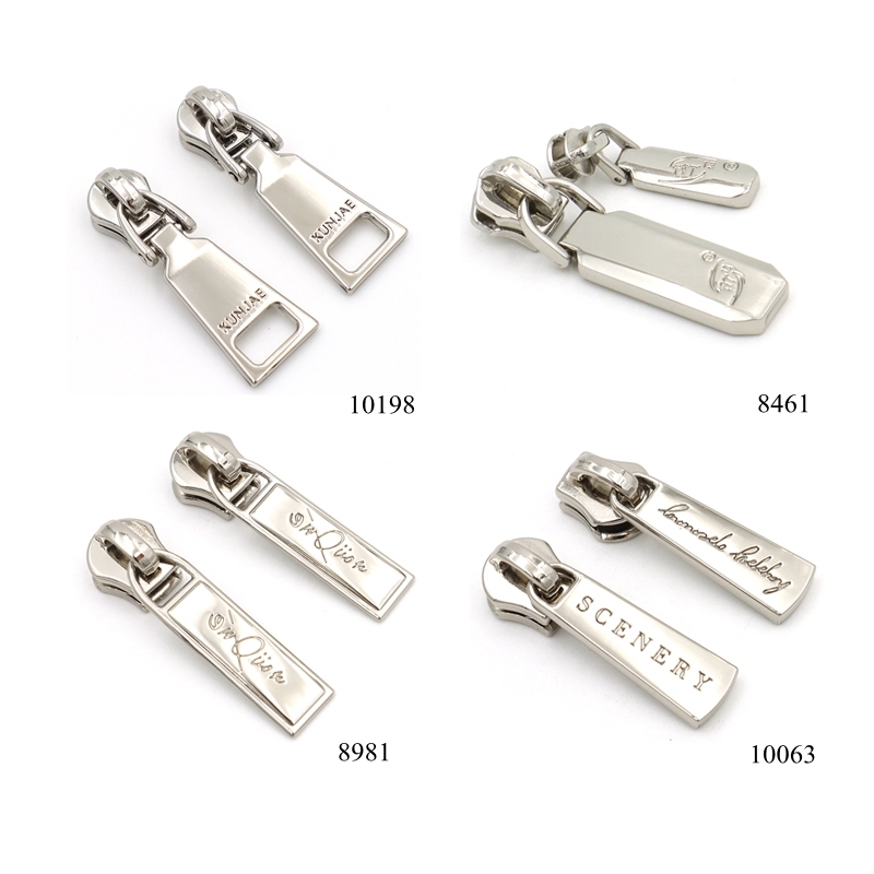 Corrosion Resistant Custom Zipper Pull Shiny Black Handbag Zipper Pull With Engraving Logo