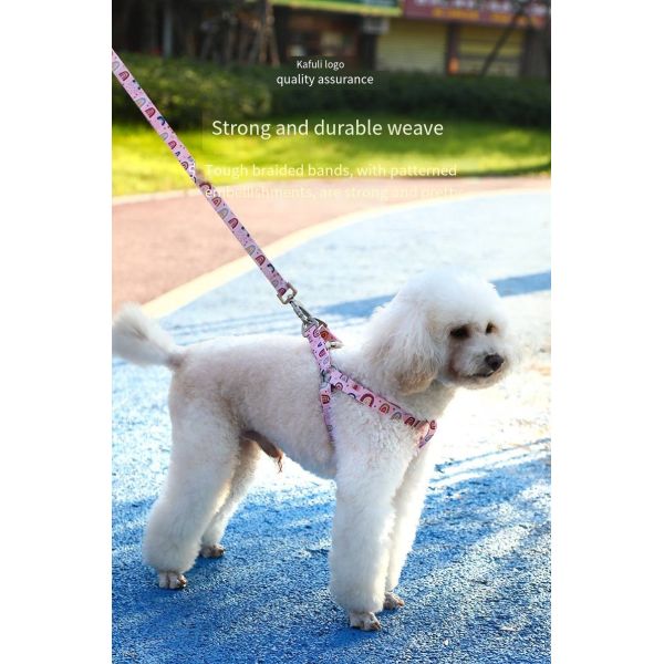 Pet Printed Harness Polyester Leash Set For Medium And Large Dogs