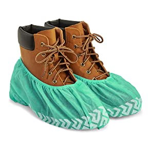 Extra Thick Disposable Shoe & Boot Covers | Durable & Water Resistant Booties | Anti-Slip | One Size Fits Most