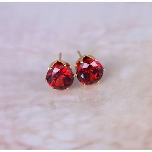 Colored round zircon imitation earrings