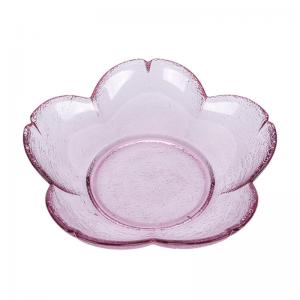 China Creative Pink Cherry Blossom Glass Fruit Salad Plate on sale