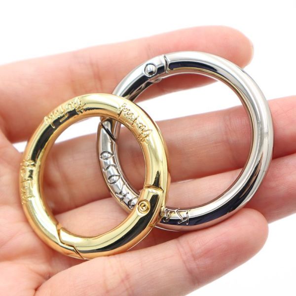 27mm Openable Push Gate Metal Spring O Ring Clip, Popular Circular Spring Key Ring Clasp for Keychains & Bag Charm Accessories
