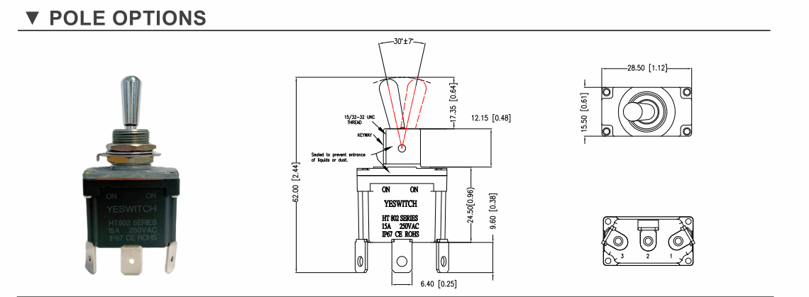 SPST DPDT Industrial Vehicle Toggle Switch High Temperature Using in Mining equipment