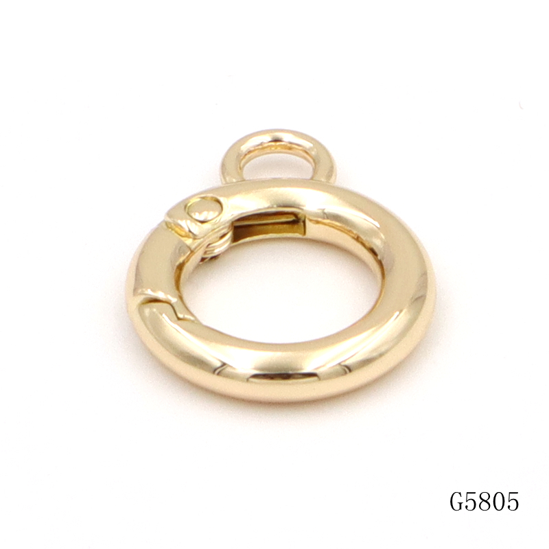 20mm Mini Light Gold Spring O Ring Clip with Small Loop, Openable Circular Spring Keychain Buckle for Key Rings & Bag Charms