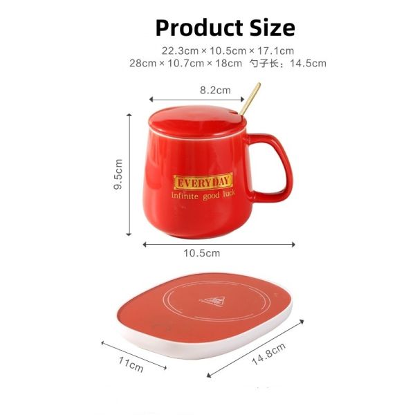 Customization Portable 55 Degrees Heated Ceramic Coffee Cup Mug with Temperature Control