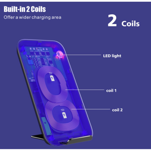 10W Double Coil Vertical Wireless Charger For Samsung