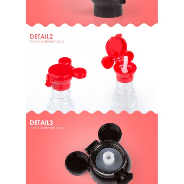 Wholesale mickey shape child resistance cap plastic water bottle caps with straw
