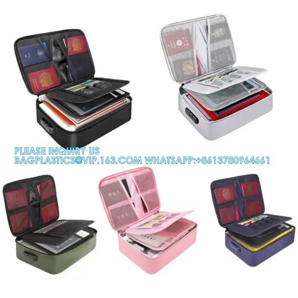 Fireproof Document Bag Large Travel Lock Bag Fireproof Document File Storage Organizer Bag