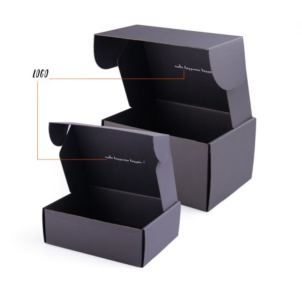 Black Custom Flat Shipping Mailer Boxes With Custom Design