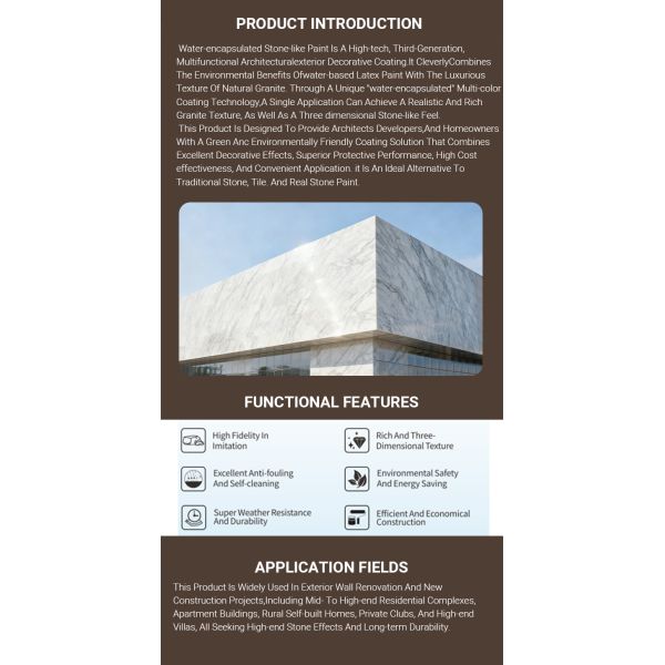 Marble Texture Simulated Stone Coating Waterproof Oil-proof Strong Adhesion High Permeability Weather-resistant Slef-brush Paint