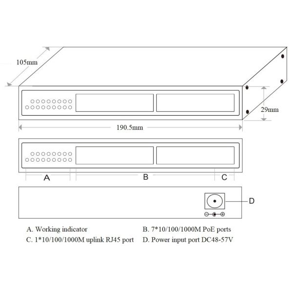 8 Port Gigabit Unmanaged Poe Switch 16Gbps Switching Capacity Network Solution